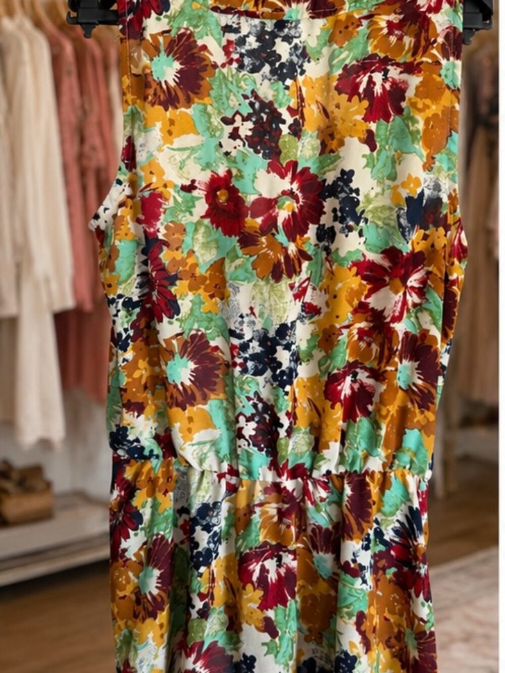 Kit & Sky Multicolor Floral Wrap-Front Peplum Top - Picture 3 of 4